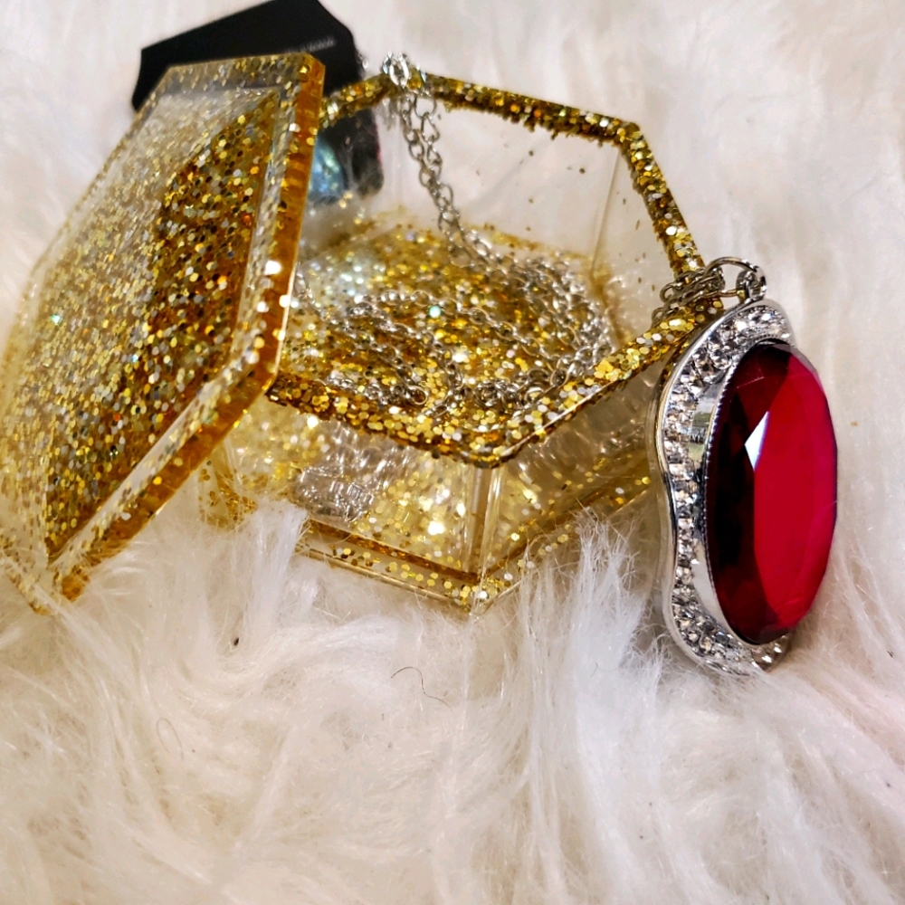 Handmade Resin Hexagon Jewelry Box w/free jewelry